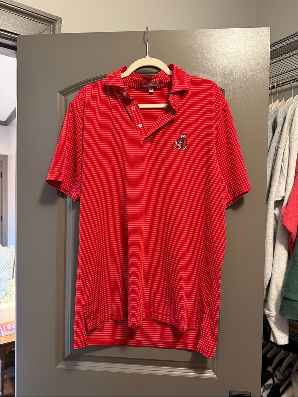 Peter Millar Red Striped Polo Shirt